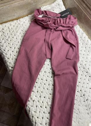 Брюки розові / брюки жіночі штани / брюки розові з ременем на резинці / розові брюки з етикеткою
