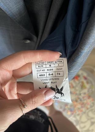 Костюм мужской 70% шерсть деловой golden canary новая коллекция серый в клетку 2024 на...