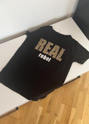 Футболка черная женская футболка s футболка с леопардовым принтом