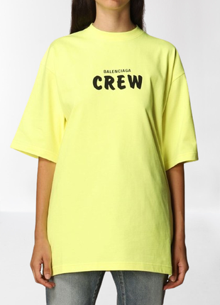 Шикарная хлопковая лимонная футболка батал balenciaga crew оригинал 💜🌺💜