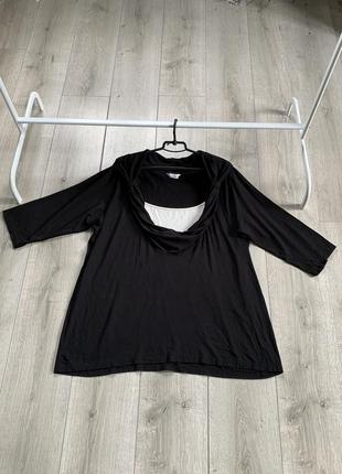 Блуза черного цвета натуральная ткань батал большого размера 58 60 62 вискоза