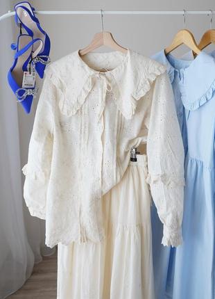 Вышитая блуза с объемным воротником, блузка с вышивкой