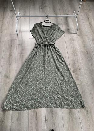 Платье платье макси в цветы длинный размер m натуральная ткань вискоза есть пояс