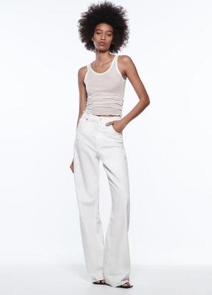 Жіночі білі прямі джинси висока посадка зара zara 36