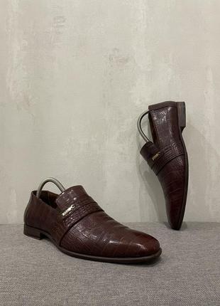 Туфли из крокодила лоферы мокасины кожаные zilli