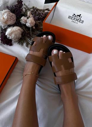 Шлепанцы hermes sandals premium  • материал: кожа