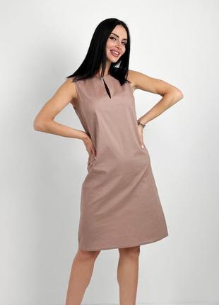 Пряма сукня-туніка лляне плаття міді однотонне