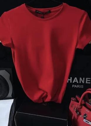 Красная футболка женская батал (48-50) из вискозы
