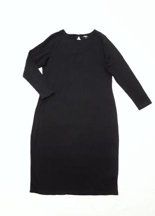 Сукня міді чорна трикотажна з довгими рукавами великого розміру р 18