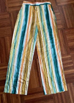 Новые яркие широкие шелковые брюки ( полиэстер) zara m испания
