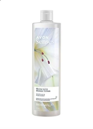 Крем-гель для душу «біла лілія» avon senses 500 ml