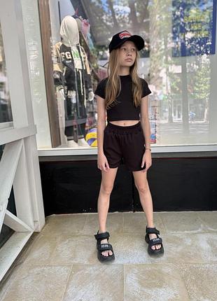 Топ та шорти рубчик підліток чорні