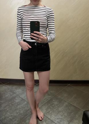 Джинсова чорна спідниця манго