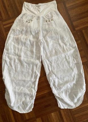 Нові італійські білі лляні широкі штани  m італія