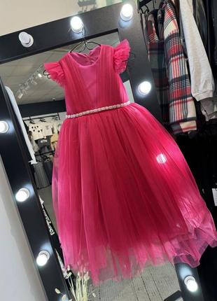 Платье длинное малиновое