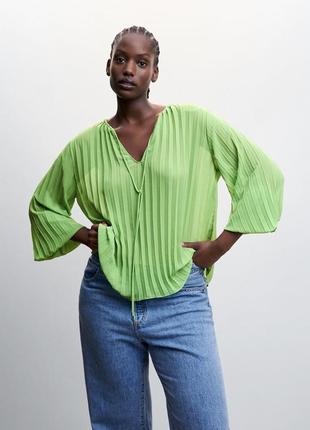 Плиссированная блузка блуза плиссе гофре с объемными рукавами
