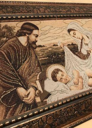 Ікона картина свято сім'я іусус на полотні з люрексом 50/87 см