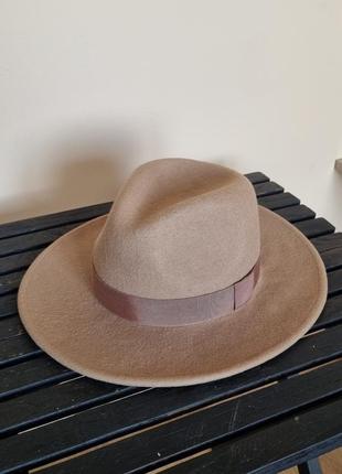 Фетровий коричневий капелюх федора