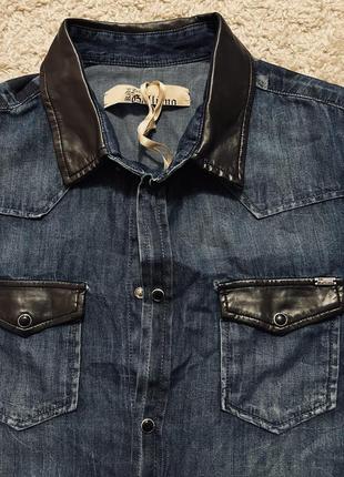 Рубашка джинсовая john galliano оригинал бренд сорочка джинс cotton размер s,m