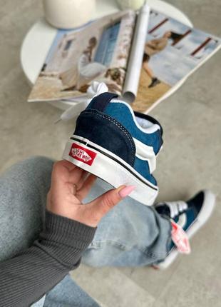 Круті жіночі кеди vans knu skool navy blue white сині8 фото