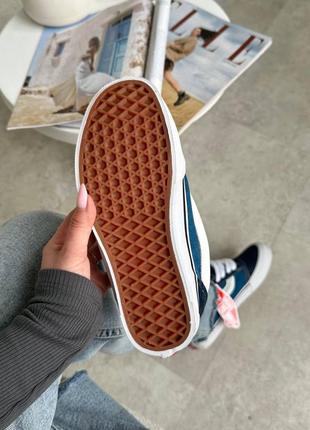 Круті жіночі кеди vans knu skool navy blue white сині10 фото
