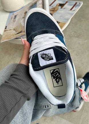 Круті жіночі кеди vans knu skool navy blue white сині5 фото