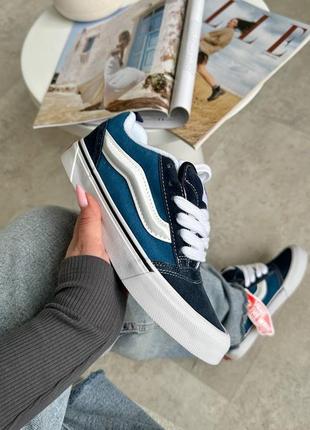 Крутые женские кеды vans knu skool navy blue white синие