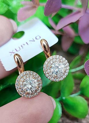 Серьги xuping длина 1.9см ширина 1.1см медицинское золото позолота 18к с1428