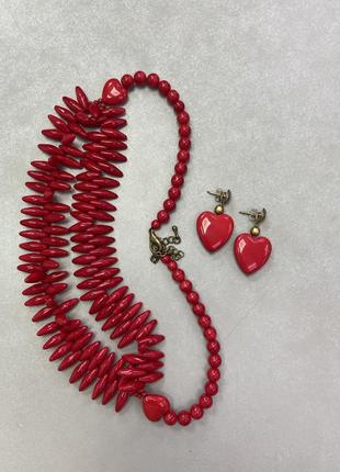 Набор красные кораллы натцальные украинские традиционное ожерелье