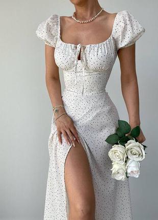 Неймовірна сукня з квітковим принтом декольте на зав'язках рукавами ліхтариками приталена довга максі з розрізом вільного крою