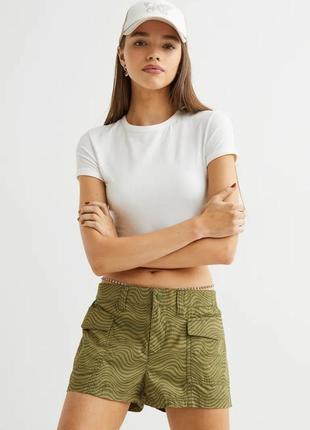 Шорты карго в принт зебра от h&m оригинал