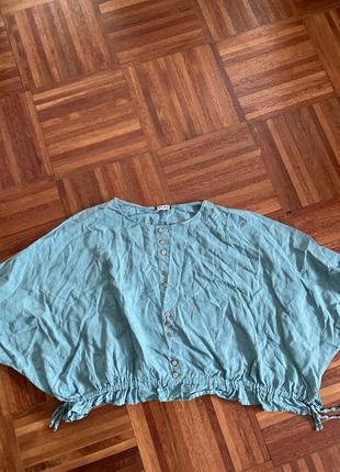 Нова льняна блуза oversize  fly moda італія розмір універсальний