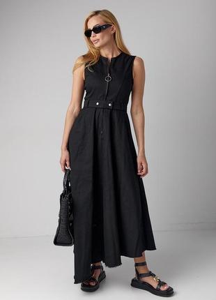 Шикарна довга сукня з блискавкою, чорна - арт. 242407