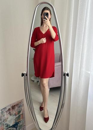 Красное платье до колена h&amp;m