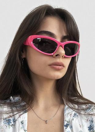 Очки от солнца винтажные розовые малиновые ретро солнцезащитные солнечные женские футуристические маска трендовые спортивные велосипедные серебристые зеркальные