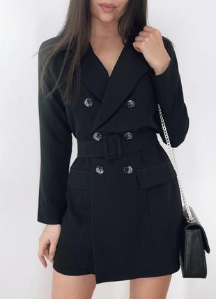 Плаття-піджак міні креп-костюмка чорний