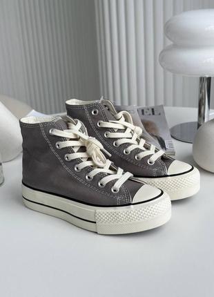 Стильні жіночі високі кеди на платформі converse all star high x chuck taylor platform graphite сірі