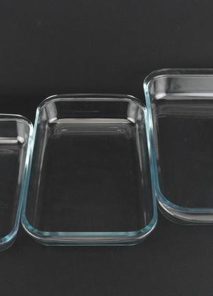 Стеклянные противни а-плюс  из жаропрочного стекла набор стеклянных жаропрочных противней 3 шт  tra