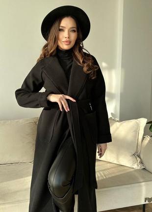 Женское кашемировое пальто черный  tra