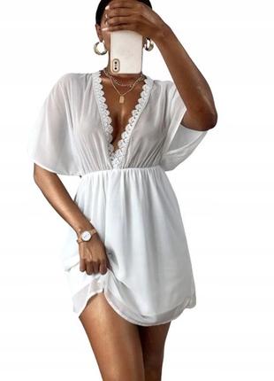 Shein белое пляжное платье туника