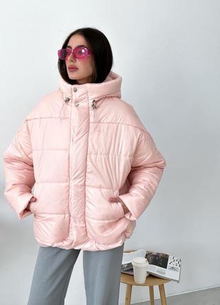 Теплая зимняя куртка розового цвета  tra