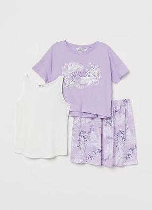Комплект 3в1 футболка майка шорти спортивний костюм для дівчинки оригінал h&m