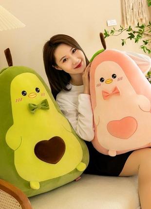 Авокадо - мягкая плюшевая игрушка (плюшевый авокадо) зелёный, розовый 40 см.