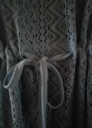 Ажурная брендовая накидка туника сарафан сизого цвета