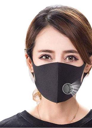 Маска для лица защитная, многоразовая, тканевая, чёрная fashion mask tra