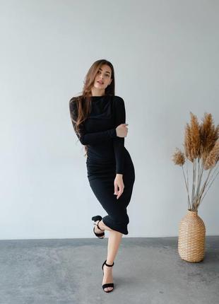 Крутое облегающее платье креп-дайвинг черный tra