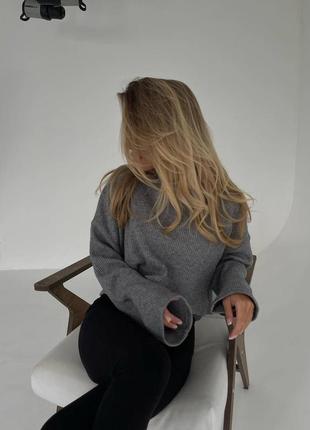 Мягкие вязаные свитера свободного кроя серый  tra