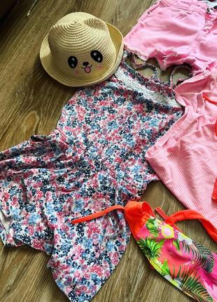 Літні речі для дівчинки 6-9 років сарафан шорти ромпер купальник