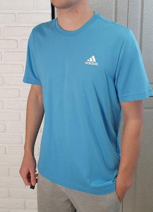 Чоловіча футболка adidas адідас / блакитна синя бавовняна оригінал