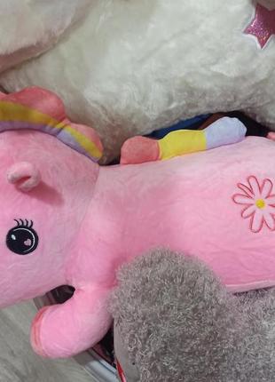 Плед игрушка подушка 3в1 единорог розового цвета